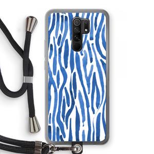 CaseCompany Blauwe nerven: Xiaomi Redmi 9 Transparant Hoesje met koord