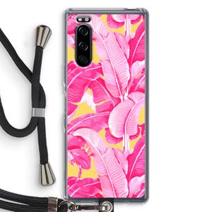 CaseCompany Pink Banana: Sony Xperia 5 Transparant Hoesje met koord