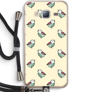 CaseCompany Vogeltjes: Samsung Galaxy J3 (2016) Transparant Hoesje met koord