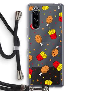 CaseCompany Chicken 'n Fries: Sony Xperia 5 Transparant Hoesje met koord