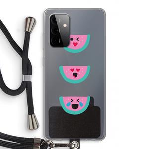 CaseCompany Smiley watermeloen: Samsung Galaxy A72 5G Transparant Hoesje met koord