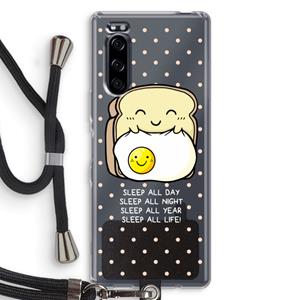 CaseCompany Sleep All Day: Sony Xperia 5 Transparant Hoesje met koord