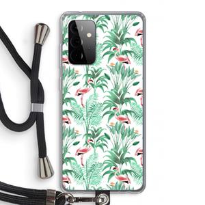 CaseCompany Flamingo bladeren: Samsung Galaxy A72 5G Transparant Hoesje met koord