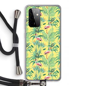 CaseCompany Flamingo party: Samsung Galaxy A72 5G Transparant Hoesje met koord