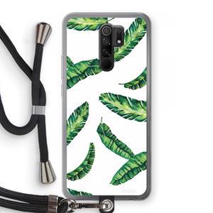 CaseCompany Lange bladeren: Xiaomi Redmi 9 Transparant Hoesje met koord