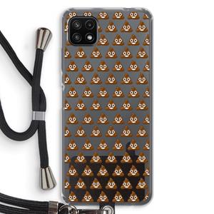 CaseCompany Poop emoji: Samsung Galaxy A22 5G Transparant Hoesje met koord