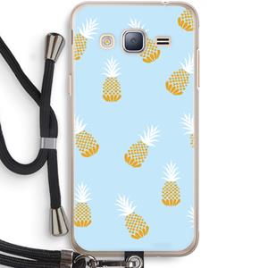 CaseCompany Ananasjes: Samsung Galaxy J3 (2016) Transparant Hoesje met koord