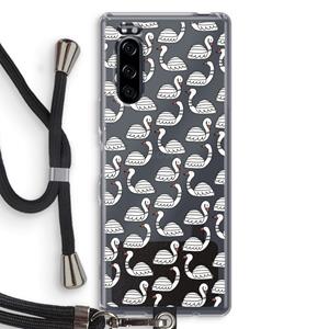 CaseCompany Zwanen: Sony Xperia 5 Transparant Hoesje met koord