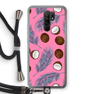 CaseCompany Kokosnoot roze: Xiaomi Redmi 9 Transparant Hoesje met koord