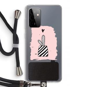 CaseCompany Zwart-wit cactus: Samsung Galaxy A72 5G Transparant Hoesje met koord