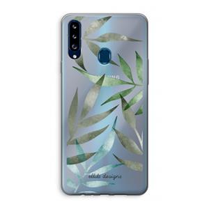 CaseCompany Tropical watercolor leaves: Samsung Galaxy A20s Transparant Hoesje