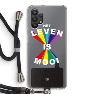 CaseCompany Het Leven Is Mooi: Samsung Galaxy A32 5G Transparant Hoesje met koord