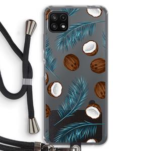CaseCompany Kokosnoot roze: Samsung Galaxy A22 5G Transparant Hoesje met koord