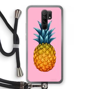 CaseCompany Grote ananas: Xiaomi Redmi 9 Transparant Hoesje met koord