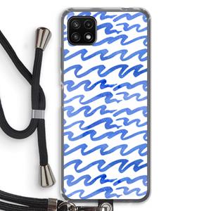 CaseCompany Blauwe golven: Samsung Galaxy A22 5G Transparant Hoesje met koord