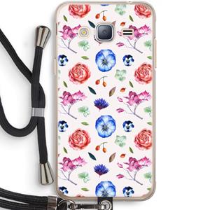 CaseCompany Bloemetjes: Samsung Galaxy J3 (2016) Transparant Hoesje met koord
