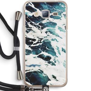 CaseCompany Golven: Samsung Galaxy J3 (2016) Transparant Hoesje met koord
