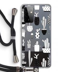 CaseCompany Cactusmotief: Samsung Galaxy A72 5G Transparant Hoesje met koord