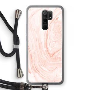 CaseCompany Peach bath: Xiaomi Redmi 9 Transparant Hoesje met koord