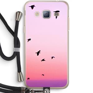 CaseCompany Fly away: Samsung Galaxy J3 (2016) Transparant Hoesje met koord