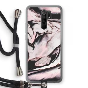 CaseCompany Roze stroom: Xiaomi Redmi 9 Transparant Hoesje met koord