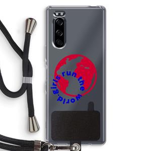CaseCompany Run The World: Sony Xperia 5 Transparant Hoesje met koord