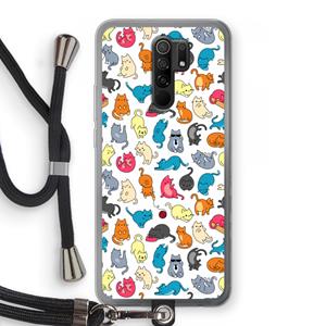 CaseCompany Kleurrijke katten: Xiaomi Redmi 9 Transparant Hoesje met koord