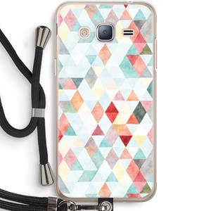 CaseCompany Gekleurde driehoekjes pastel: Samsung Galaxy J3 (2016) Transparant Hoesje met koord