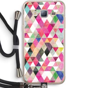 CaseCompany Gekleurde driehoekjes: Samsung Galaxy J3 (2016) Transparant Hoesje met koord