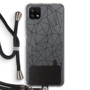 CaseCompany Geometrische lijnen zwart: Samsung Galaxy A22 5G Transparant Hoesje met koord