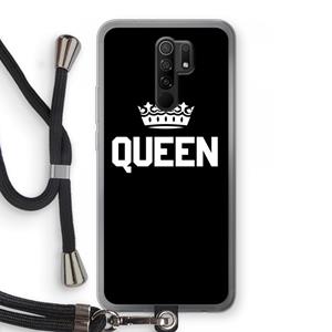 CaseCompany Queen zwart: Xiaomi Redmi 9 Transparant Hoesje met koord