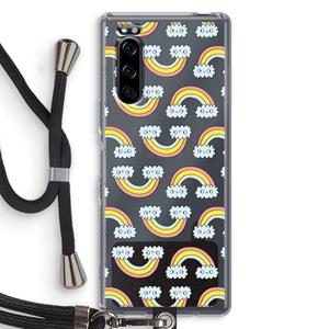 CaseCompany Regenboog: Sony Xperia 5 Transparant Hoesje met koord