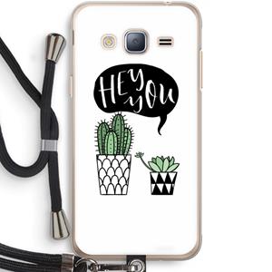 CaseCompany Hey you cactus: Samsung Galaxy J3 (2016) Transparant Hoesje met koord