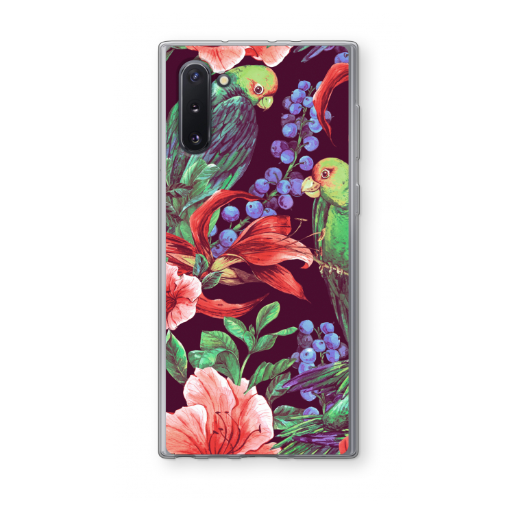CaseCompany Papegaaien: Samsung Galaxy Note 10 Transparant Hoesje