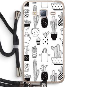 CaseCompany Cactusmotief: Samsung Galaxy J3 (2016) Transparant Hoesje met koord