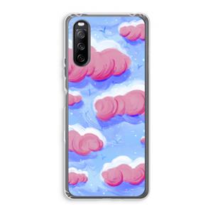 CaseCompany Roze wolken met vogels: Sony Xperia 10 III Transparant Hoesje
