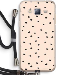 CaseCompany Kleine kattenkopjes: Samsung Galaxy J3 (2016) Transparant Hoesje met koord