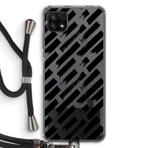 CaseCompany Zwarte vegen: Samsung Galaxy A22 5G Transparant Hoesje met koord