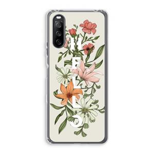 CaseCompany Hello bloemen: Sony Xperia 10 III Transparant Hoesje