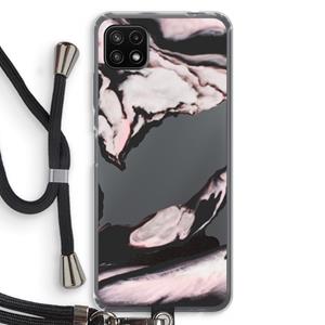 CaseCompany Roze stroom: Samsung Galaxy A22 5G Transparant Hoesje met koord