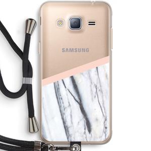 CaseCompany A touch of peach: Samsung Galaxy J3 (2016) Transparant Hoesje met koord