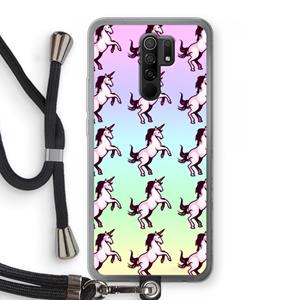 CaseCompany Musketon Unicorn: Xiaomi Redmi 9 Transparant Hoesje met koord