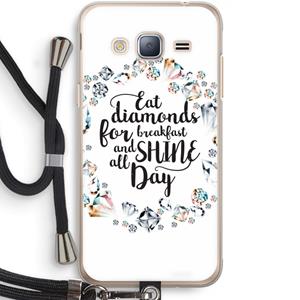 CaseCompany Diamonds: Samsung Galaxy J3 (2016) Transparant Hoesje met koord