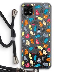 CaseCompany Kleurrijke katten: Samsung Galaxy A22 5G Transparant Hoesje met koord