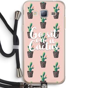 CaseCompany Cactus quote: Samsung Galaxy J3 (2016) Transparant Hoesje met koord