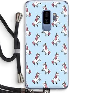 CaseCompany Eenhoorns overal: Samsung Galaxy S9 Plus Transparant Hoesje met koord