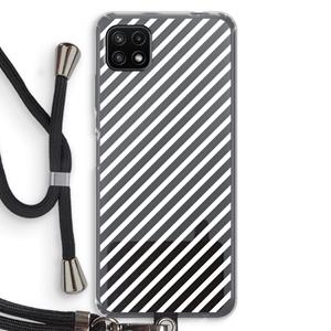 CaseCompany Strepen zwart-wit: Samsung Galaxy A22 5G Transparant Hoesje met koord