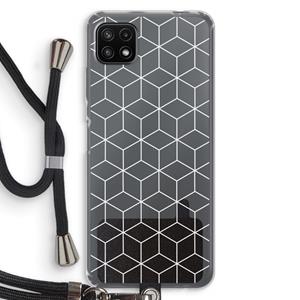 CaseCompany Zwart-witte kubussen: Samsung Galaxy A22 5G Transparant Hoesje met koord