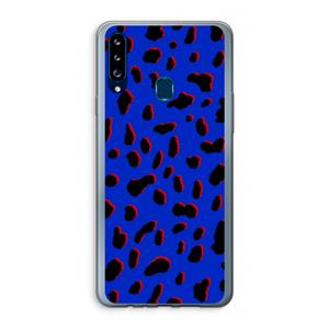 CaseCompany Blue Leopard: Samsung Galaxy A20s Transparant Hoesje