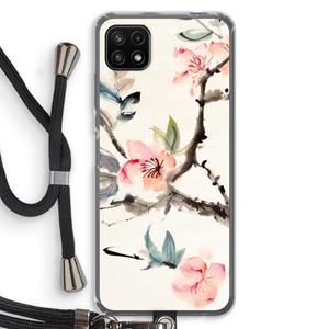 CaseCompany Japanse bloemen: Samsung Galaxy A22 5G Transparant Hoesje met koord
